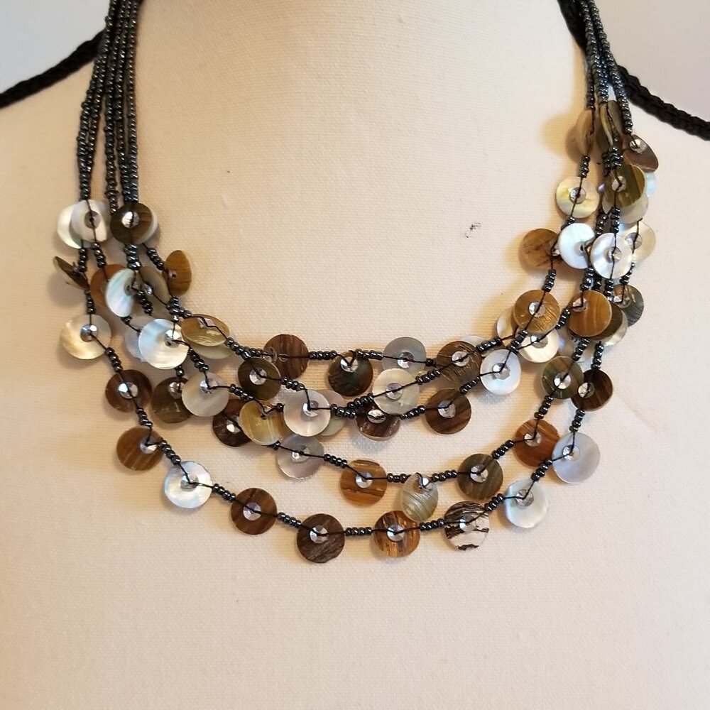 Abalone & bead layered necklace